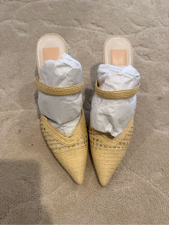 Dolce Vita Shoes - Dolce Vita Straw Woven Pointed-Toe Mules in Natural Beige
